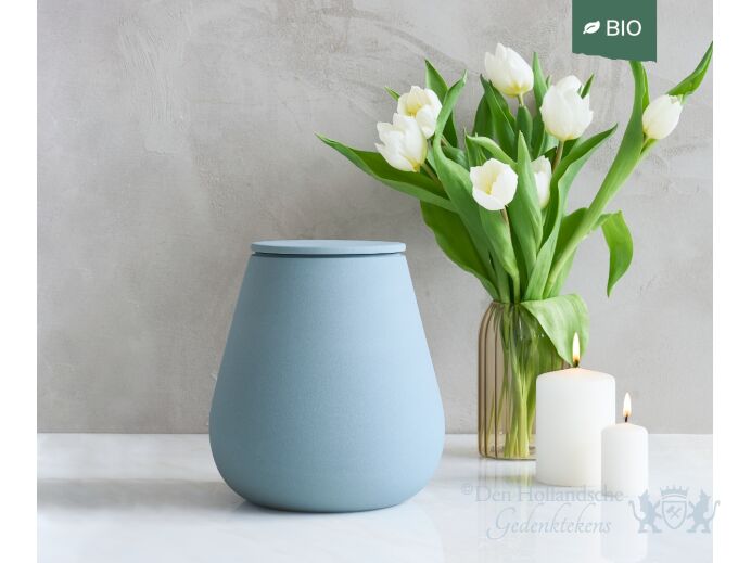 Athos &ndash; handgemaakte eco urn in grijsblauw engobe foto 1