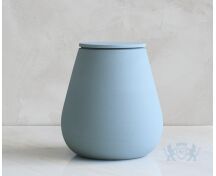 Athos – handgemaakte eco urn in grijsblauw engobe foto 1