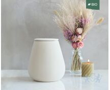 ATHOS – handgemaakte eco urne in zacht beige engobe foto 1