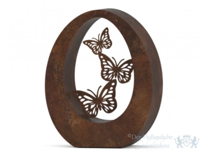 Bruin gepatineerde bronzen urn Vlinders foto 1