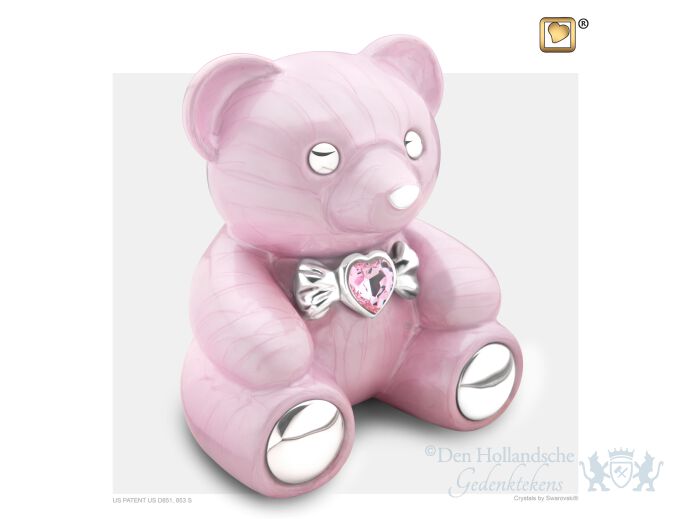 CuddleBear Child Urn Pearl Pink and Pol Silver w/Swarovski&reg;  foto 1