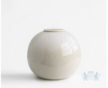 DIONA – handgemaakte urn in wit gespikkeld keramiek foto 1