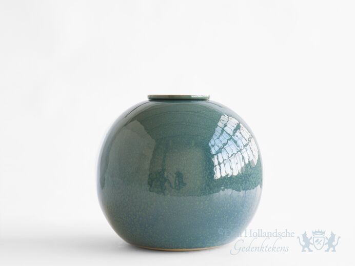DIONA &ndash; handgemaakte urn in groen &amp; blauw keramiek foto 1