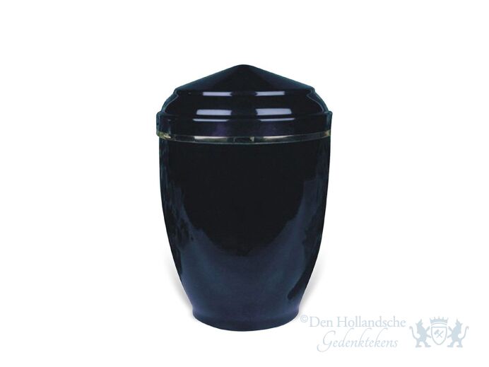 Donker blauwe aluminium urn foto 1