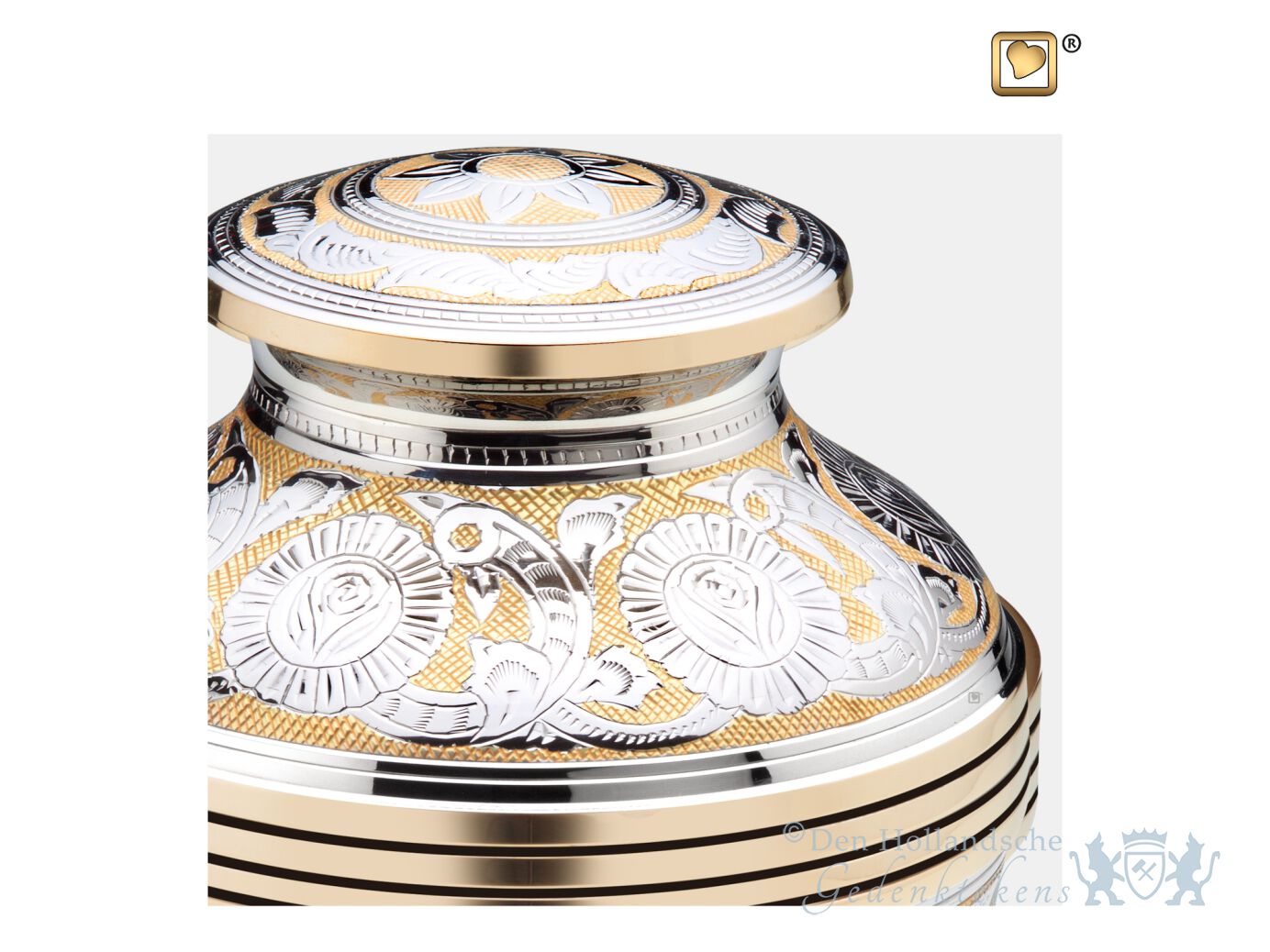 Elegant Floral Adult Urn Pol Silver Den Hollandsche Gedenktekens