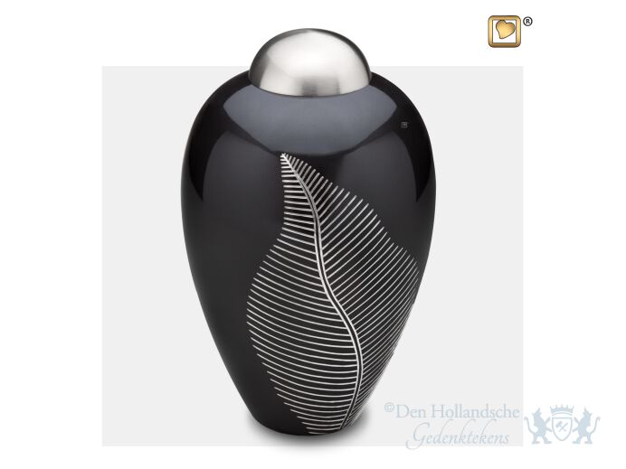 Elegant Leaf Adult Urn Midnight and Bru Pewter foto 1