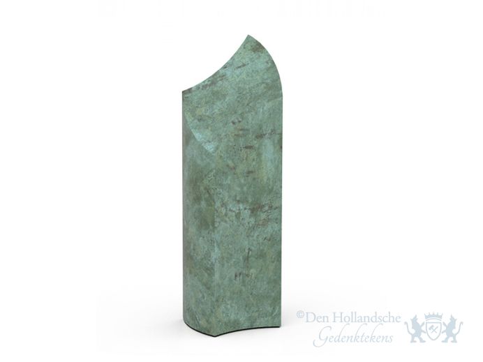 Groen gepatineerde bronzen urn &#039;golfvorm&#039; foto 1