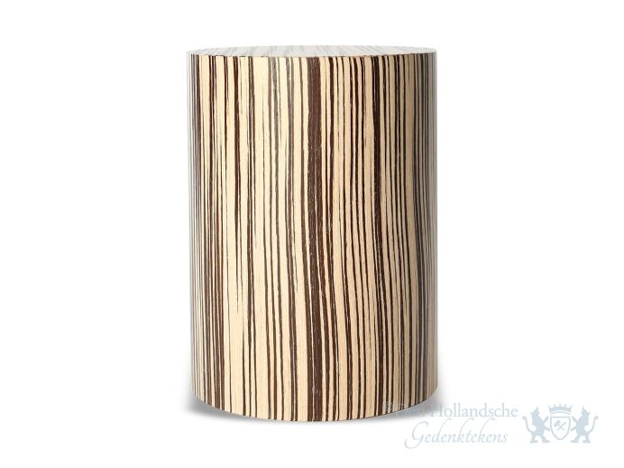 Houten urn bruin en wit gestreept foto 1