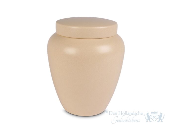 Klassieke keramische urn in mat beige 4L foto 1