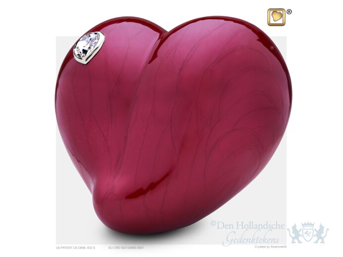 LoveHeart Adult Urn Pearl Red and Pol Silver w/Swarovski&reg;  foto 1