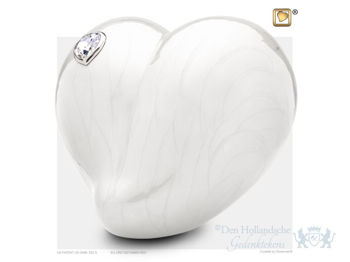 LoveHeart Adult Urn Pearl White and Pol Silver w/Swarovski&reg;  foto 1