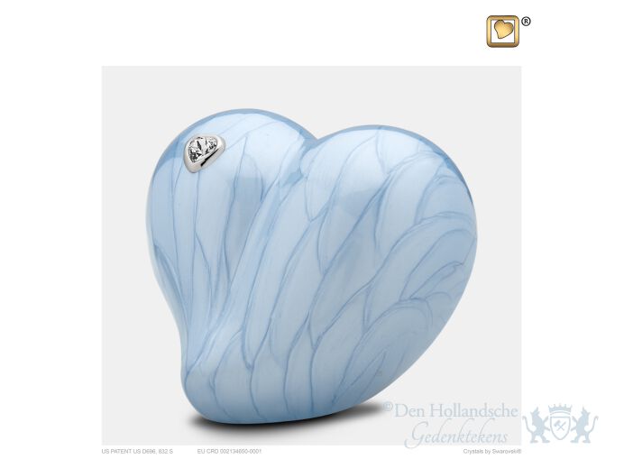 LoveHeart Child Urn Pearl Blue and Pol Silver w/Swarovski&reg;  foto 1