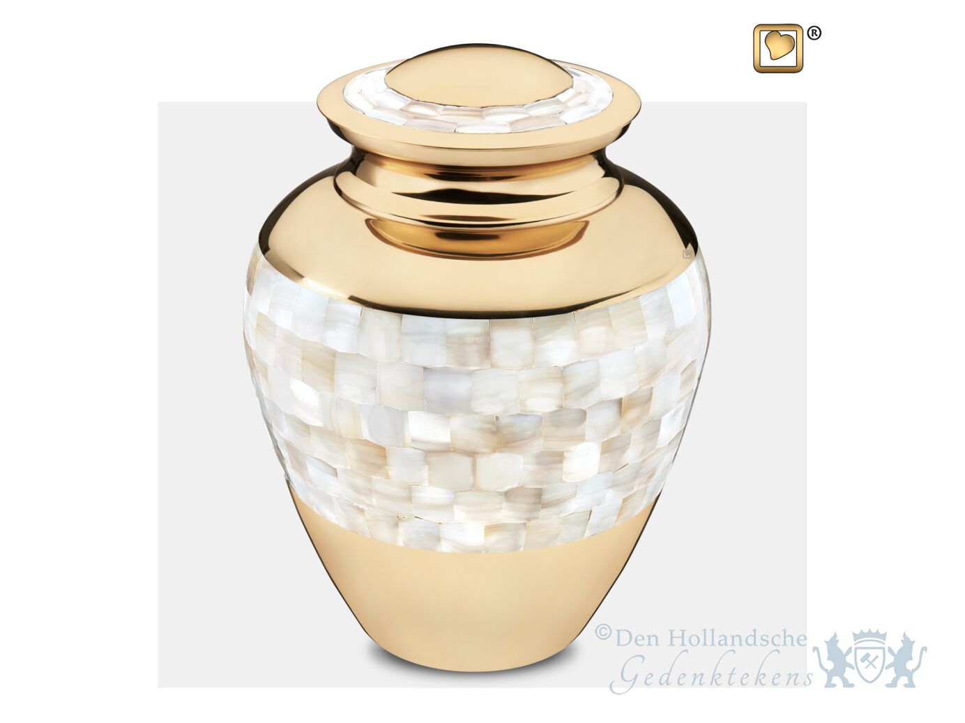 Mother of Pearl Adult Urn Pol Gold | Hollandsche Gedenktekens