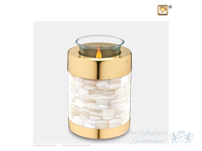 Mother of Pearl Tealight Urn Pol Gold foto 1
