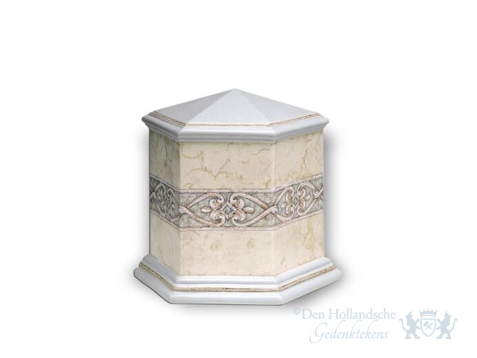 Porseleinen urn met grijze decoratie foto 1