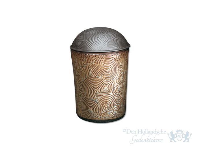 Porseleinen urn met reli&euml;f foto 1