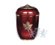 Rode aluminium urn met herfstblad foto 1