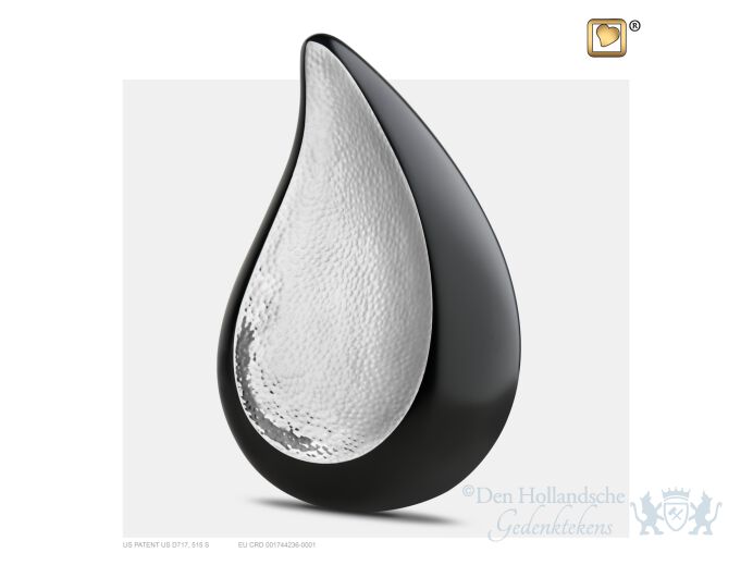 TearDrop Adult Urn Black and Hmd Silver foto 1