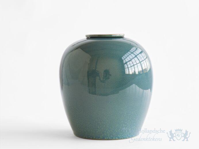 VERNO &ndash; handgemaakte urn in groen &amp; blauw keramiek foto 1