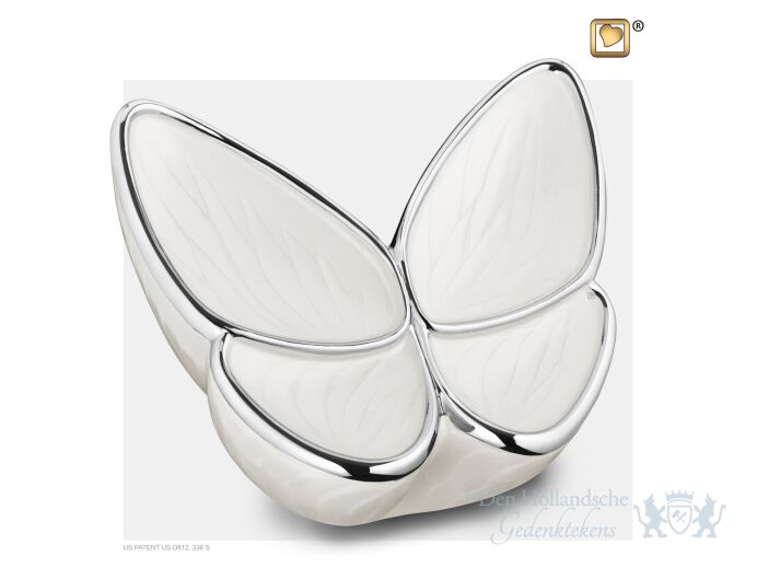Wings of Hope Adult Urn Pearl White and Pol Silver foto 1