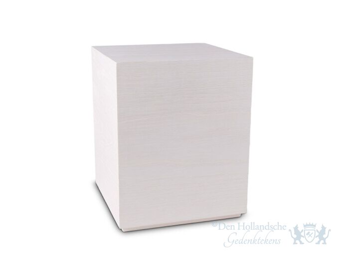 Witte houten urn vierkant foto 1