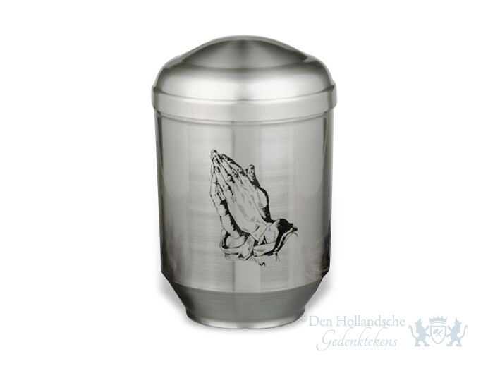 Zilvergrijze aluminium urn  foto 1