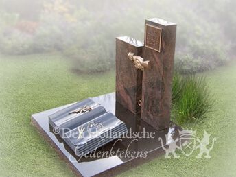 Urnmonument met natuurstenen boek