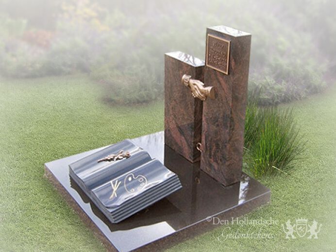 Urnmonument met natuurstenen boek foto 1