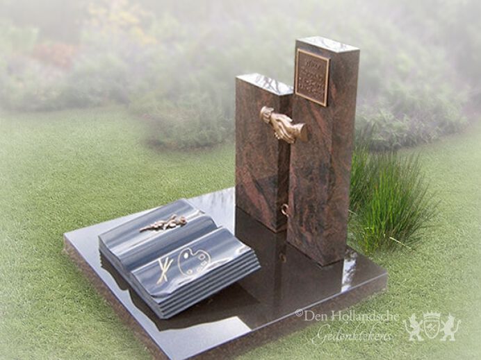 Urnmonument met natuurstenen boek foto 1