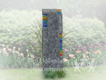 Urnmonument zuil met gekleurd glas