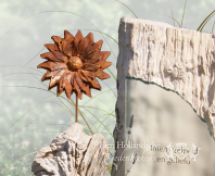 Versteend hout en cortenstalen grafmonument foto 4