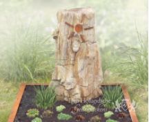 Versteend hout met cortenstaal grafmonument foto 1