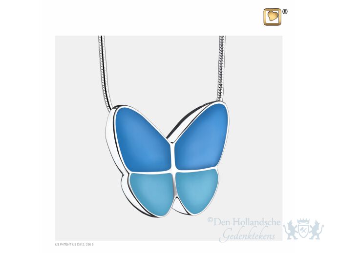 Wings of Hope Ashes Pendant Pearl Blue and Pol Silver foto 1