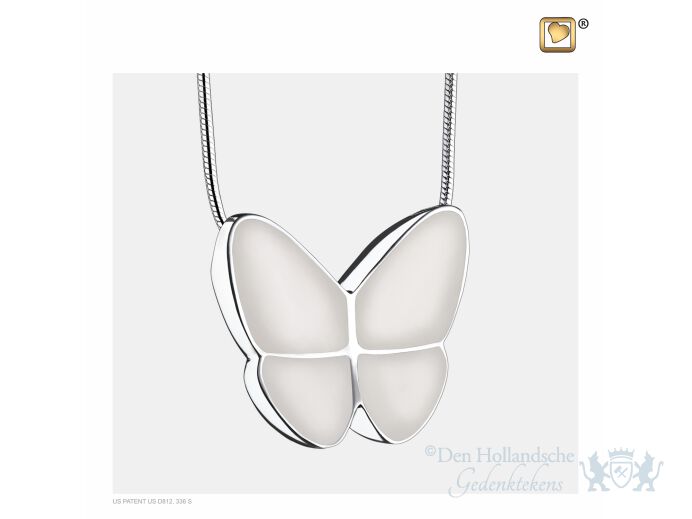 Wings of Hope Ashes Pendant Pearl White and Pol Silver foto 1