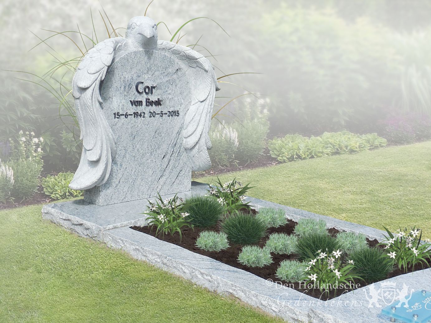 Witte grafsteen Den Hollandsche Gedenktekens 20398