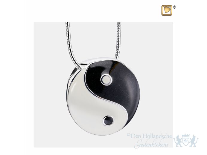 YinYang Ashes Pendant Pearl White and Midnight and Pol Silver foto 1