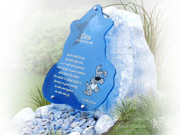 Zeeblauw natuurlijk kindermonument met glas foto 1