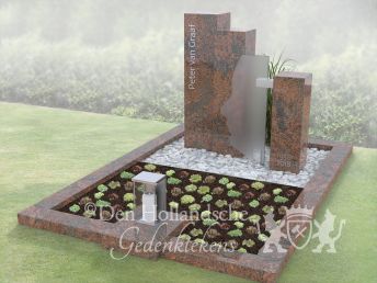 Zuilen grafmonument met silhouet