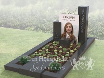 Zuilengrafmonument met foto in glas