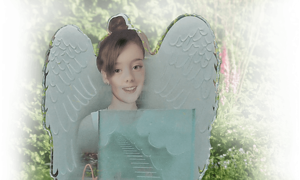 engel in glas grafsteen persoonlijk ontworpen