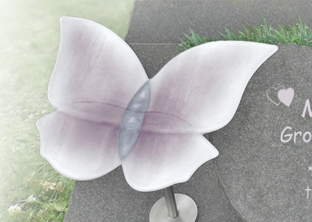 urn begraven persoonlijk grafdecoratie glazen vlinder