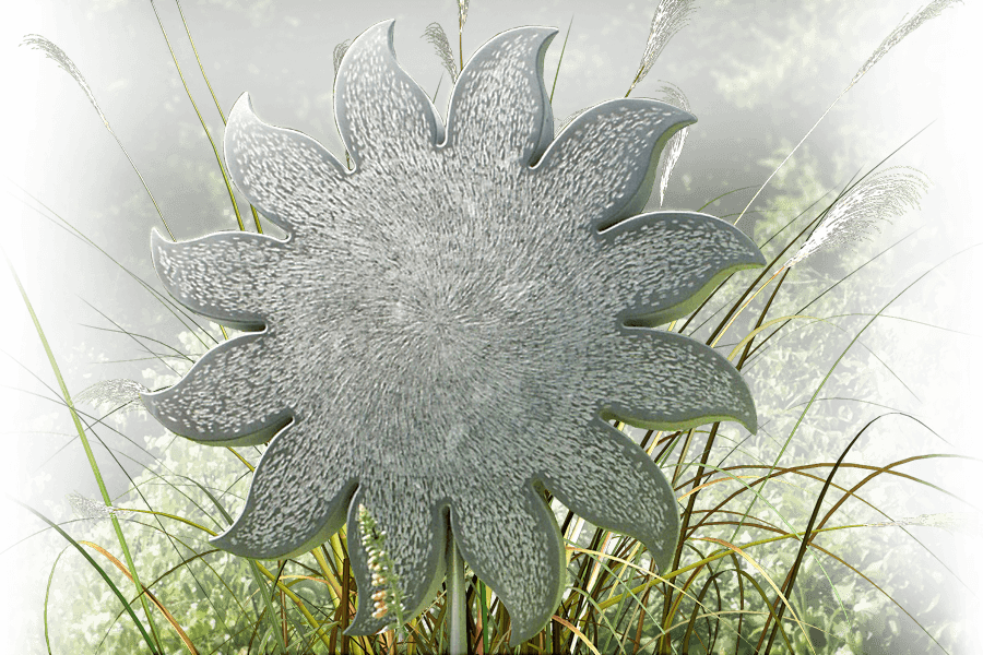 urnenmonument in eigen tuin zonnebloem van natuursteen