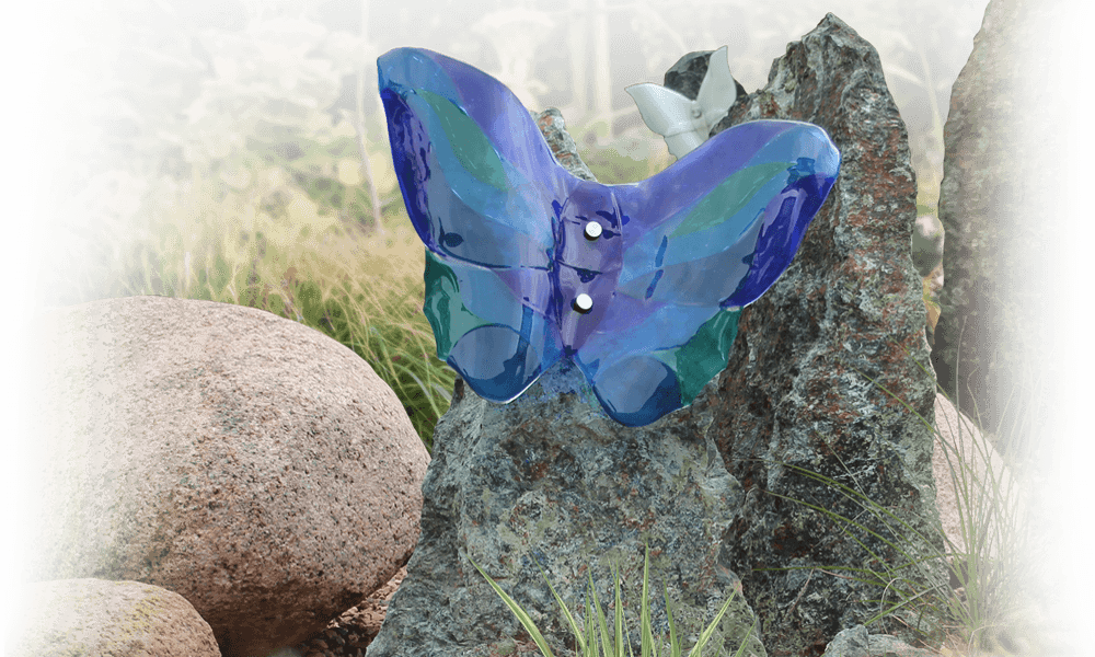 vlinder glasfusing op grafsteen