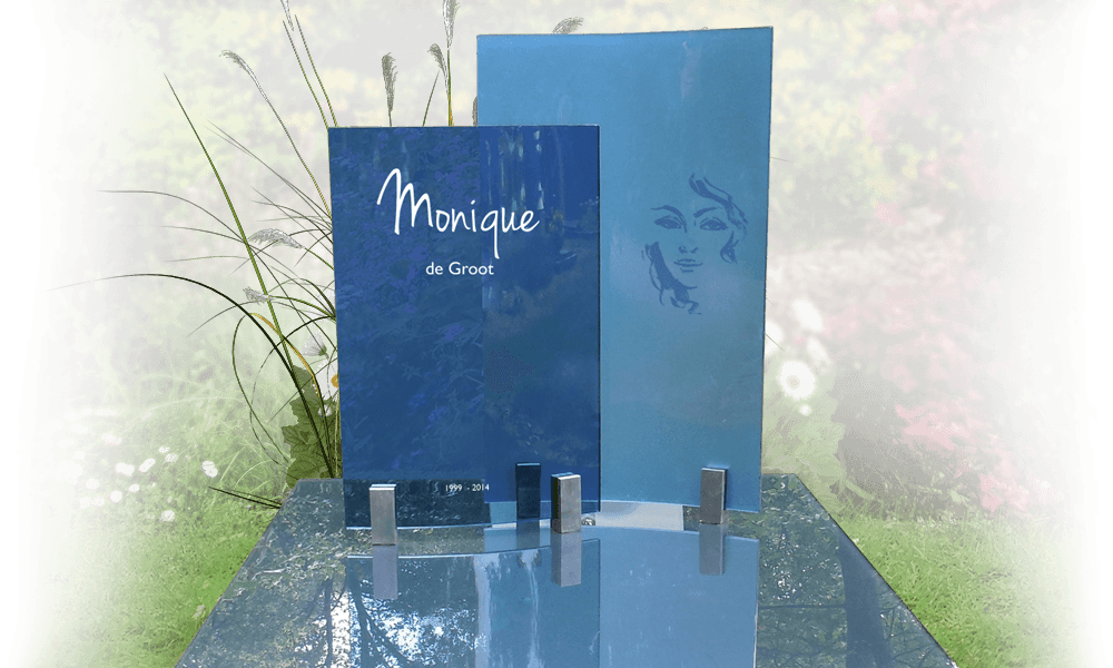 grafdecoratie glas silhouette op gebogen glas