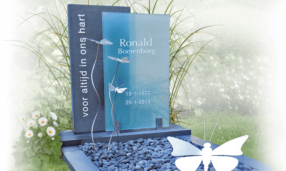 grafdecoratie rvs vlinders op sierpin