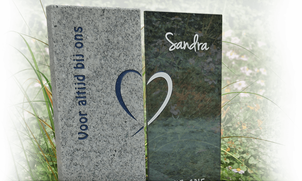 grafsteen decoraties hartje op natuursteen